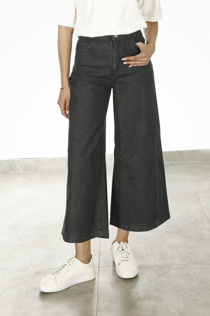 شلوار جین زنانهW2426 Cropped Wide Leg - Image 3