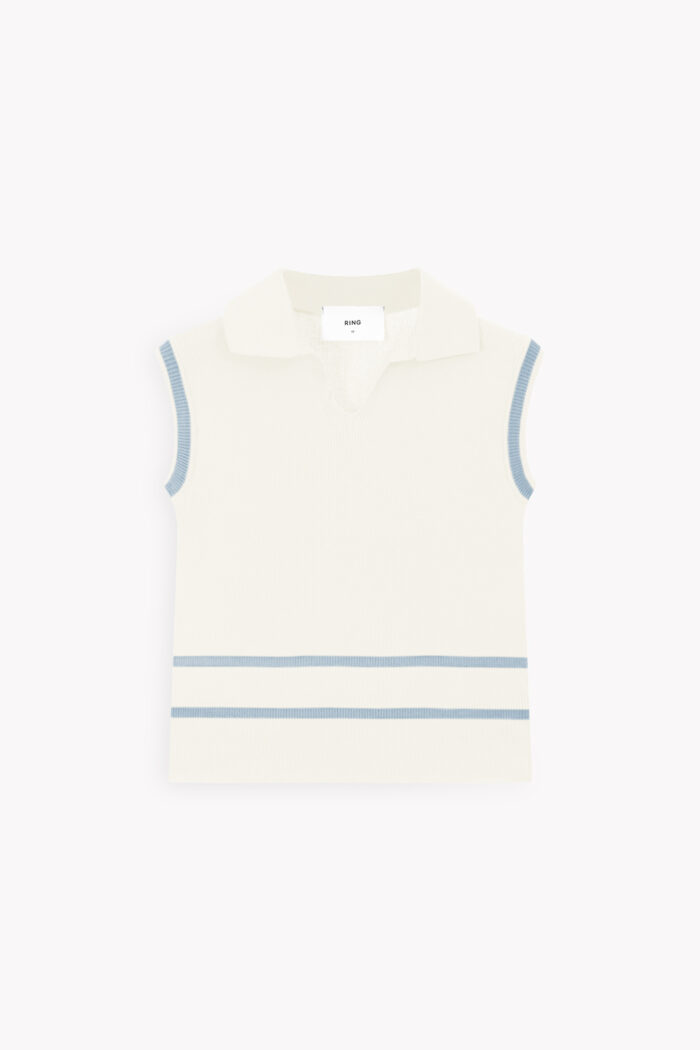 تاپ بافت نازک آستين حلقه اي يقه برگردان F9100186 - Image 2
