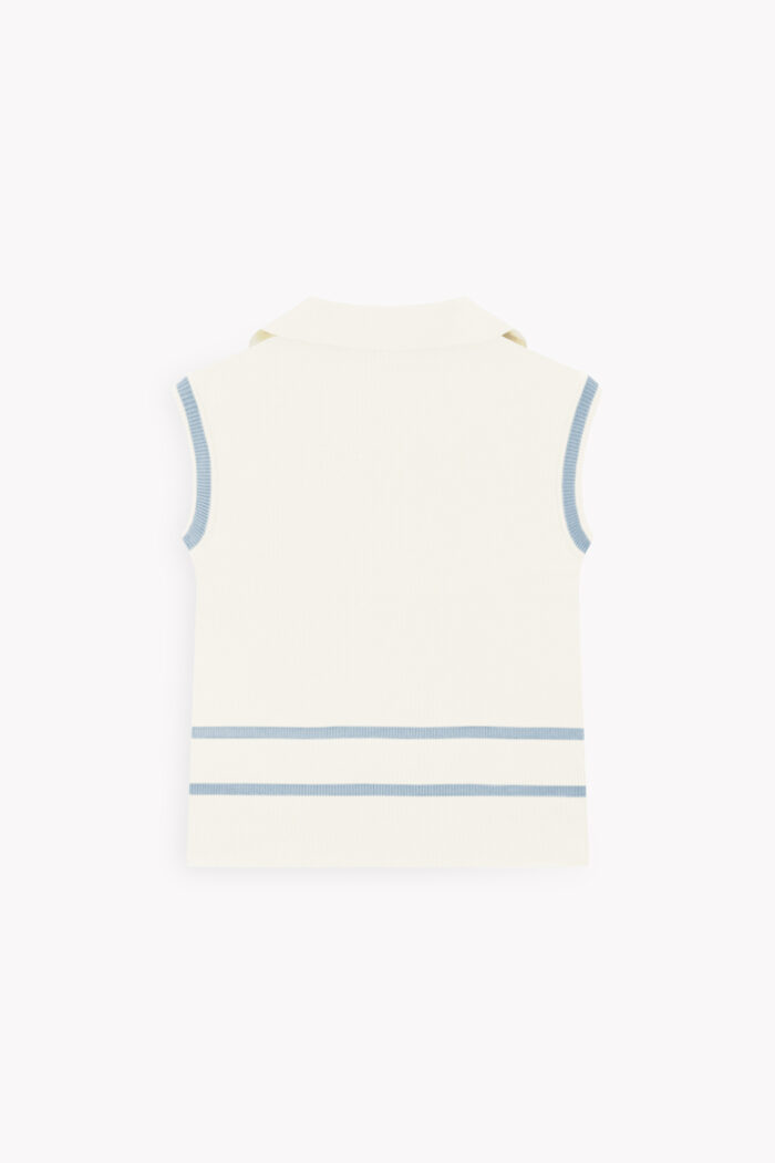 تاپ بافت نازک آستين حلقه اي يقه برگردان F9100186 - Image 3