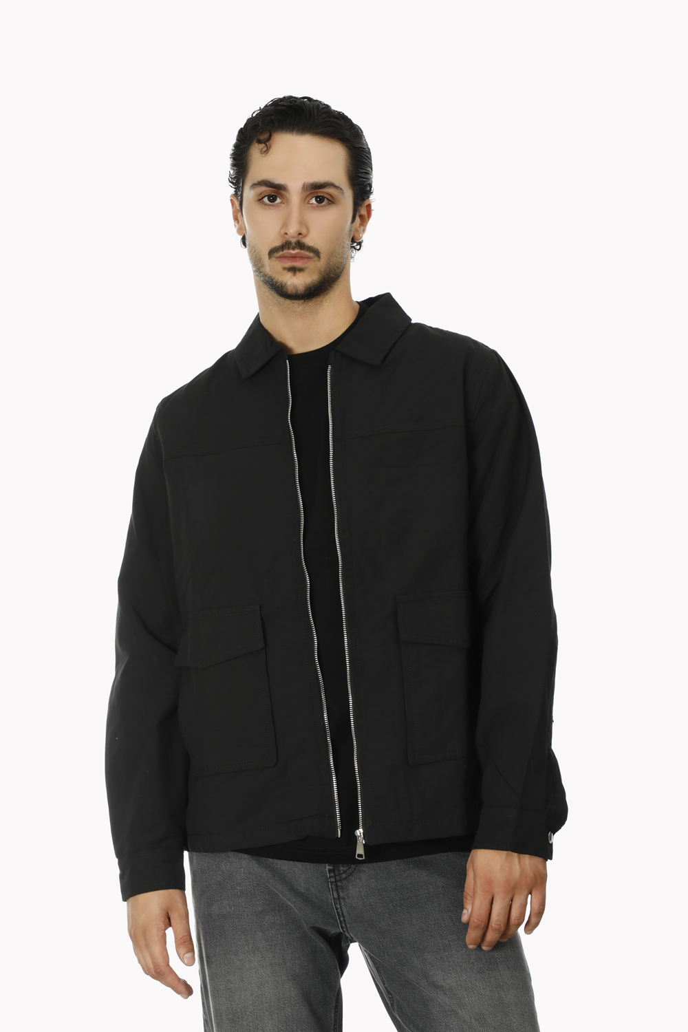 FJMC9100456-Model-Black1 (1) کت کتان آستردار دوجيب مردانه F9100456 - Image 1